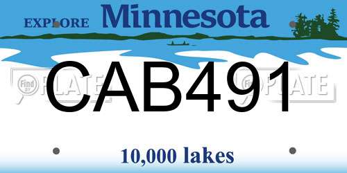 CAB491 Minnesota License Plate