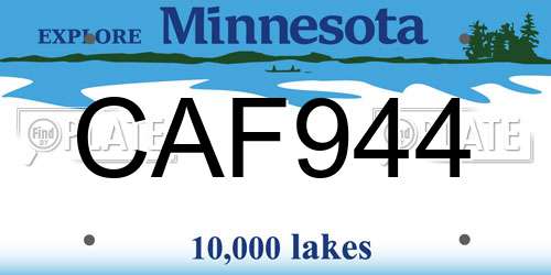 CAF944 Minnesota License Plate