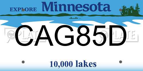 CAG85D Minnesota License Plate