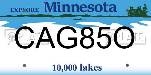 CAG85O Minnesota License Plate