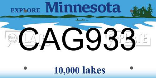 CAG933 Minnesota License Plate