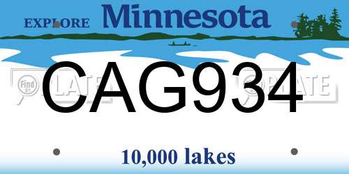 CAG934 Minnesota License Plate
