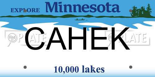 CAHEK Minnesota License Plate