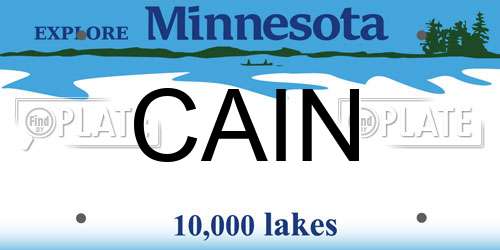 CAIN Minnesota License Plate