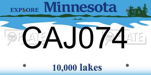CAJ074 Minnesota License Plate