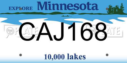 CAJ168 Minnesota License Plate