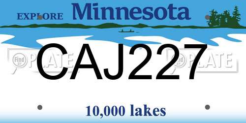 CAJ227 Minnesota License Plate