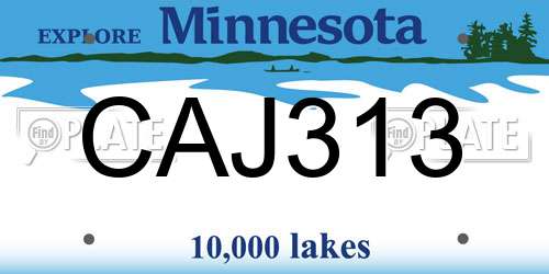 CAJ313 Minnesota License Plate