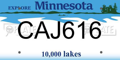CAJ616 Minnesota License Plate
