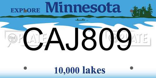 CAJ809 Minnesota License Plate