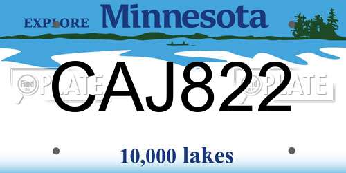 CAJ822 Minnesota License Plate