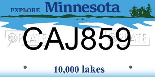 CAJ859 Minnesota License Plate