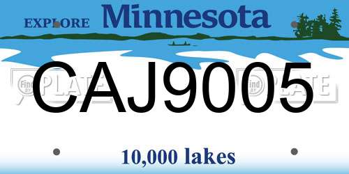 CAJ9005 Minnesota License Plate