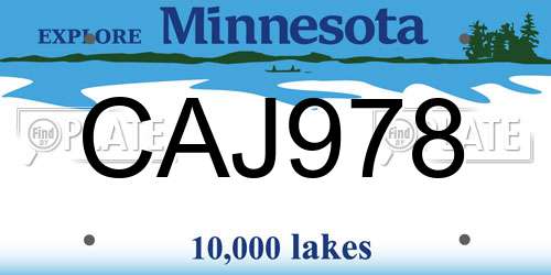 CAJ978 Minnesota License Plate