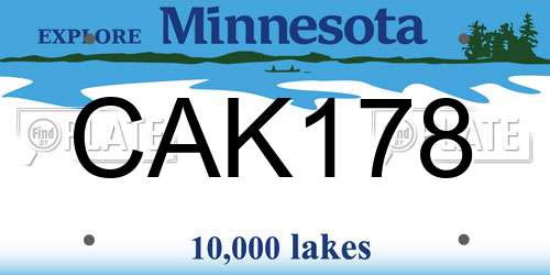 CAK178 Minnesota License Plate