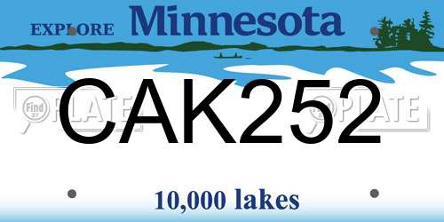 CAK252 Minnesota License Plate