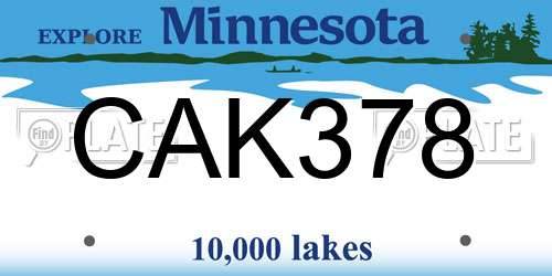 CAK378 Minnesota License Plate