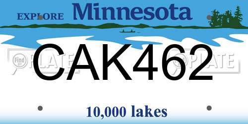CAK462 Minnesota License Plate