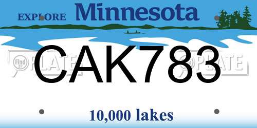 CAK783 Minnesota License Plate