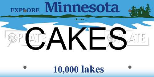 CAKES Minnesota License Plate