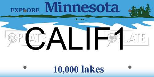 CALIF1 Minnesota License Plate