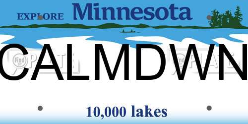CALMDWN Minnesota License Plate
