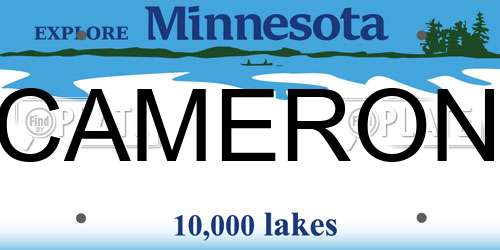 CAMERON Minnesota License Plate