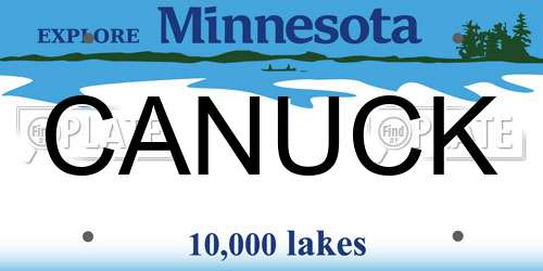 CANUCK Minnesota License Plate