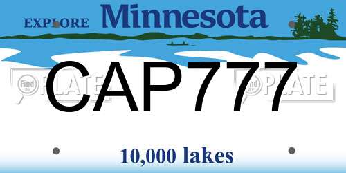 CAP777 Minnesota License Plate