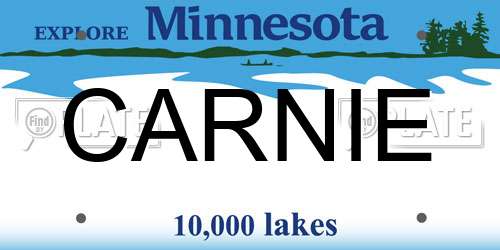 CARNIE Minnesota License Plate