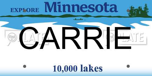 CARRIE Minnesota License Plate