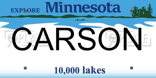 CARSON Minnesota License Plate