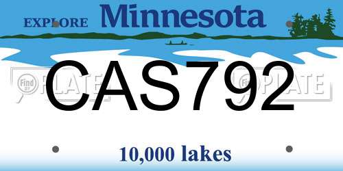 CAS792 Minnesota License Plate