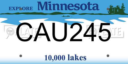 CAU245 Minnesota License Plate