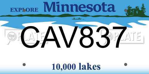 CAV837 Minnesota License Plate