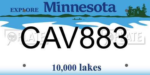 CAV883 Minnesota License Plate