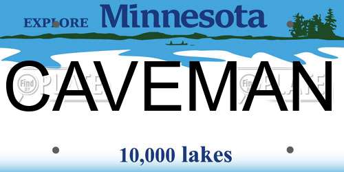 CAVEMAN Minnesota License Plate