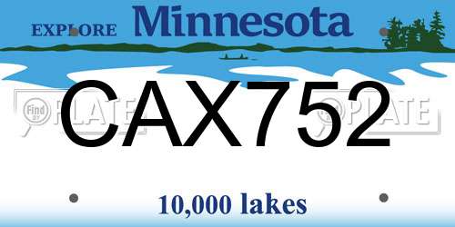 CAX752 Minnesota License Plate