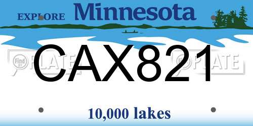 CAX821 Minnesota License Plate