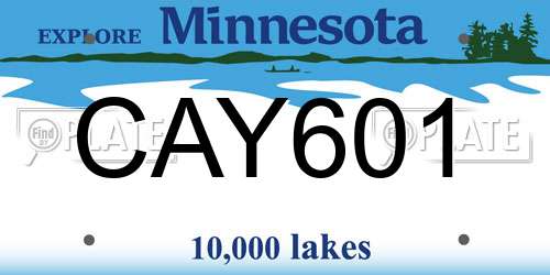 CAY601 Minnesota License Plate
