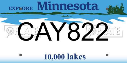 CAY822 Minnesota License Plate