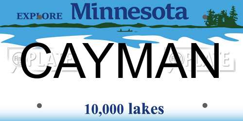 CAYMAN Minnesota License Plate