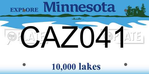 CAZ041 Minnesota License Plate