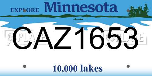 CAZ1653 Minnesota License Plate
