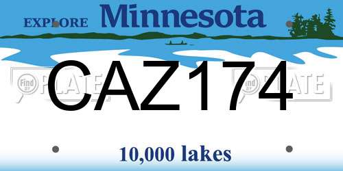 CAZ174 Minnesota License Plate