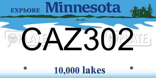CAZ302 Minnesota License Plate