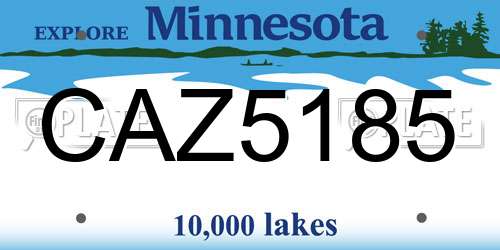 CAZ5185 Minnesota License Plate