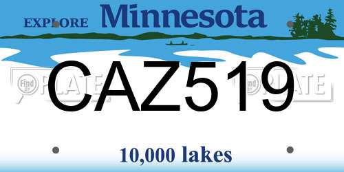 CAZ519 Minnesota License Plate