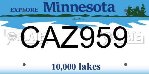 CAZ959 Minnesota License Plate