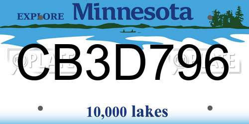 CB3D796 Minnesota License Plate